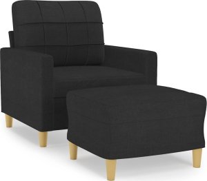 vidaXL Fotel z podnóżkiem, czarny, 60 cm, obity tkaniną 2