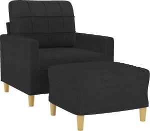 vidaXL Fotel z podnóżkiem, czarny, 60 cm, obity tkaniną 3