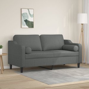 vidaXL 2-osobowa sofa z poduszkami, ciemnoszara, 140 cm, tkanina 1