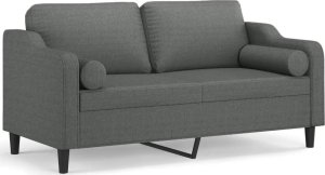 vidaXL 2-osobowa sofa z poduszkami, ciemnoszara, 140 cm, tkanina 2