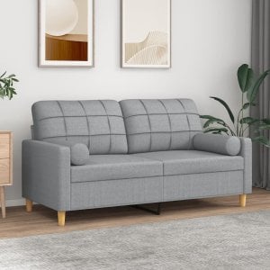 vidaXL 2-osobowa sofa z poduszkami, jasnoszara, 140 cm, tkanina 1