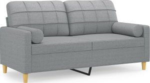 vidaXL 2-osobowa sofa z poduszkami, jasnoszara, 140 cm, tkanina 2