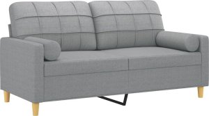 vidaXL 2-osobowa sofa z poduszkami, jasnoszara, 140 cm, tkanina 3