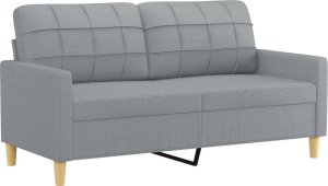 vidaXL 2-osobowa sofa z poduszkami, jasnoszara, 140 cm, tkanina 4