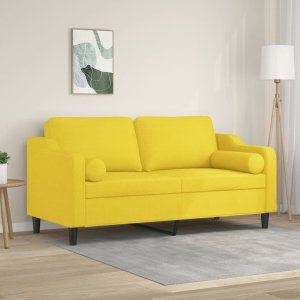 vidaXL 2-osobowa sofa z poduszkami, jasnożółta, 140 cm, tkanina 1