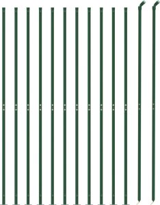 vidaXL Ogrodzenie z siatki, ze stopami słupków, zielone, 1,4x25 m 3