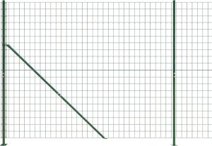 vidaXL Ogrodzenie z siatki, ze stopami słupków, zielone, 1,4x25 m 4