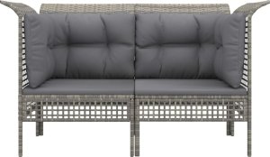 vidaXL Narożne moduły sofy z poduszkami, 2 szt., szare, polirattan 3