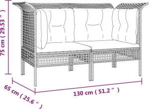 vidaXL Narożne moduły sofy z poduszkami, 2 szt., szare, polirattan 8