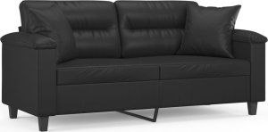 vidaXL 2-osobowa sofa z poduszkami, czarna, 140 cm, sztuczna skóra 2