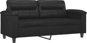 vidaXL 2-osobowa sofa z poduszkami, czarna, 140 cm, sztuczna skóra 4