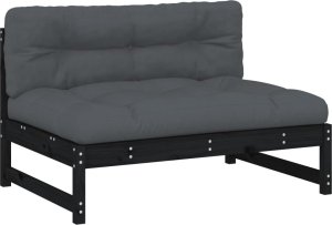 vidaXL Siedzisko środkowe, czarne, 120x80 cm, lite drewno sosnowe 2