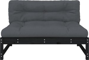 vidaXL Siedzisko środkowe, czarne, 120x80 cm, lite drewno sosnowe 4