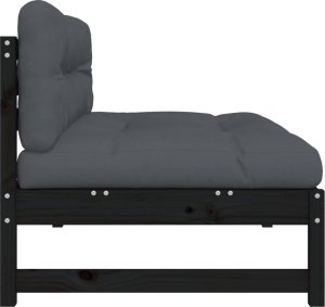 vidaXL Siedzisko środkowe, czarne, 120x80 cm, lite drewno sosnowe 5