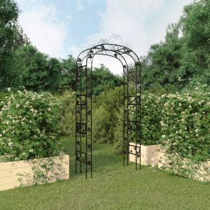 vidaXL Pergola ogrodowa, czarna, 116x45x240 cm, stalowy 1