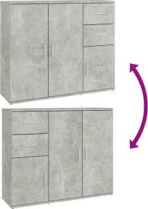 vidaXL Szafka, szarość betonu, 91x29,5x75 cm, materiał drewnopochodny 9