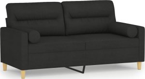 vidaXL 2-osobowa sofa z poduszkami, czarna, 140 cm, tkanina 2