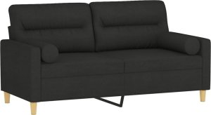 vidaXL 2-osobowa sofa z poduszkami, czarna, 140 cm, tkanina 3