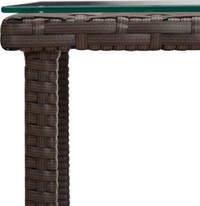 vidaXL Stolik boczny, brąz, 45x45x45 cm, rattan PE i szkło hartowane 5