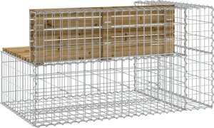 vidaXL Ławka ogrodowa z gabionem, 122x71x65,5 cm, impregnowana sosna 5