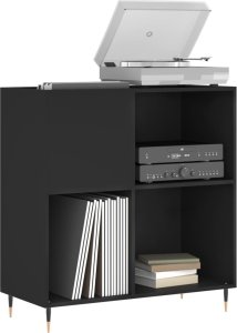 vidaXL Szafka na płyty, czarna, 84,5x38x89 cm, materiał drewnopochodny 3