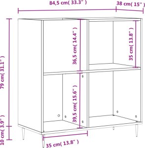 vidaXL Szafka na płyty, czarna, 84,5x38x89 cm, materiał drewnopochodny 10