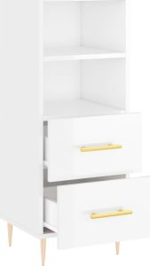 vidaXL Szafka, biała, połysk, 34,5x34x90 cm 5