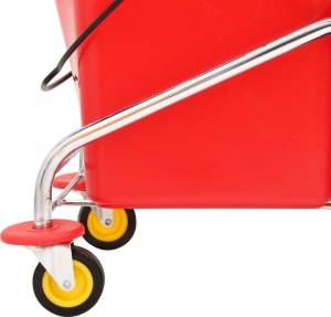 Mop vidaXL Wózek do sprzątania z wiaderkami i wyżymaczką, PP i stal 7