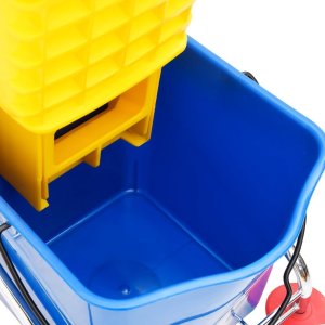 Mop vidaXL Wózek do sprzątania z wiaderkami i wyżymaczką, PP i stal 8