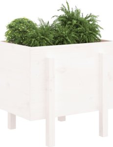 vidaXL Donica ogrodowa, biała, 62x50x57 cm, lite drewno sosnowe 3