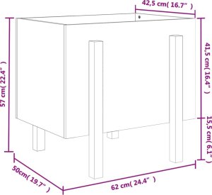 vidaXL Donica ogrodowa, biała, 62x50x57 cm, lite drewno sosnowe 8