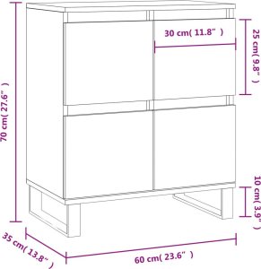 vidaXL Komoda, biała, 60x35x70 cm, materiał drewnopochodny 10