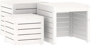 vidaXL 3-cz. zestaw skrzyń ogrodowych, biały, lite drewno sosnowe 2