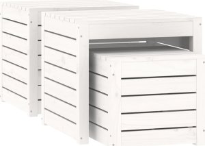 vidaXL 3-cz. zestaw skrzyń ogrodowych, biały, lite drewno sosnowe 5