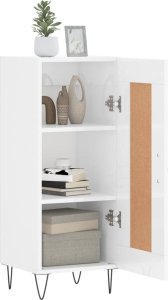 vidaXL Szafka, biała, połysk, 34,5x34x90 cm 4