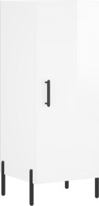 vidaXL Szafka, biała, połysk, 34,5x34x90 cm 2