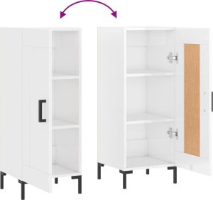 vidaXL Szafka, biała, połysk, 34,5x34x90 cm 6