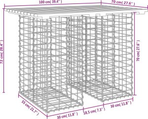 vidaXL Ławka ogrodowa z gabionem, 100x70x72 cm, impregnowana sosna 8