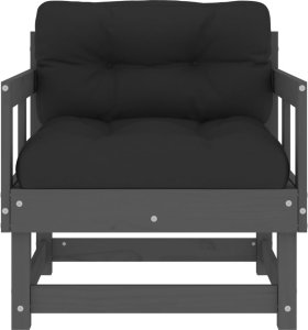 vidaXL Fotele ogrodowe z poduszkami, 2 szt, szare, lite drewno sosnowe 4