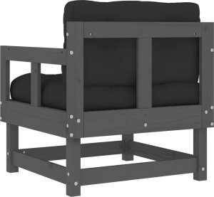 vidaXL Fotele ogrodowe z poduszkami, 2 szt, szare, lite drewno sosnowe 6