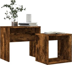 vidaXL Stoliki wsuwane pod siebie, 2 szt., przydymiony dąb 3