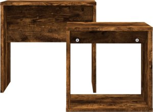 vidaXL Stoliki wsuwane pod siebie, 2 szt., przydymiony dąb 4