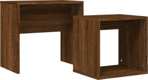 vidaXL Stoliki wsuwane pod siebie, 2 szt., brązowy dąb 2