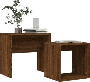 vidaXL Stoliki wsuwane pod siebie, 2 szt., brązowy dąb 3