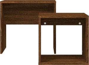vidaXL Stoliki wsuwane pod siebie, 2 szt., brązowy dąb 4