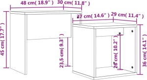 vidaXL Stoliki wsuwane pod siebie, 2 szt., brązowy dąb 9