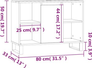 vidaXL Szafka łazienkowa, biała 80x33x60 cm, materiał drewnopochodny 11