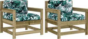 vidaXL Fotele ogrodowe z poduszkami, 2 szt., impregnowana sosna 2
