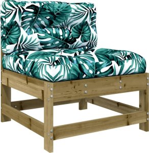 vidaXL Siedziska środkowe z poduszkami, 2 szt., impregnowana sosna 4