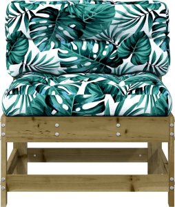 vidaXL Siedziska środkowe z poduszkami, 2 szt., impregnowana sosna 5